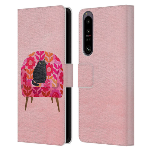 Planet Cat Arm Chair Red Chair Cat Leather Book Wallet Case Cover For Sony Xperia 1 IV