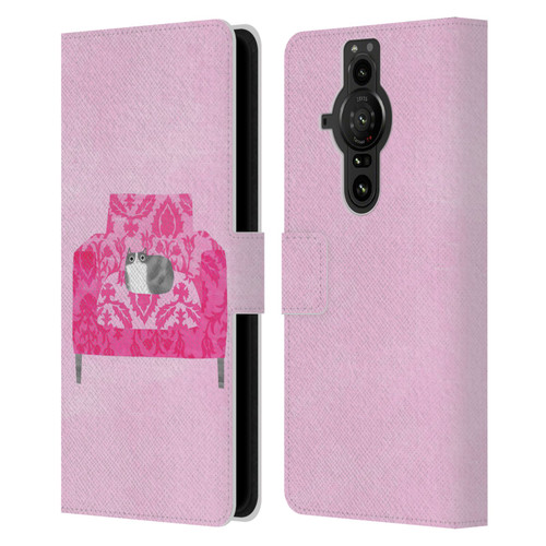 Planet Cat Arm Chair Rose Chair Cat Leather Book Wallet Case Cover For Sony Xperia Pro-I