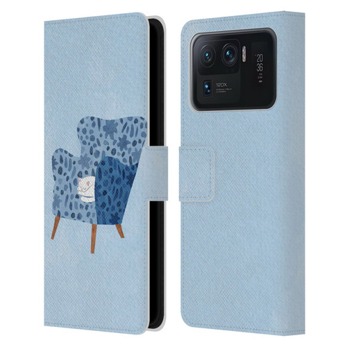 Planet Cat Arm Chair Cornflower Chair Cat Leather Book Wallet Case Cover For Xiaomi Mi 11 Ultra