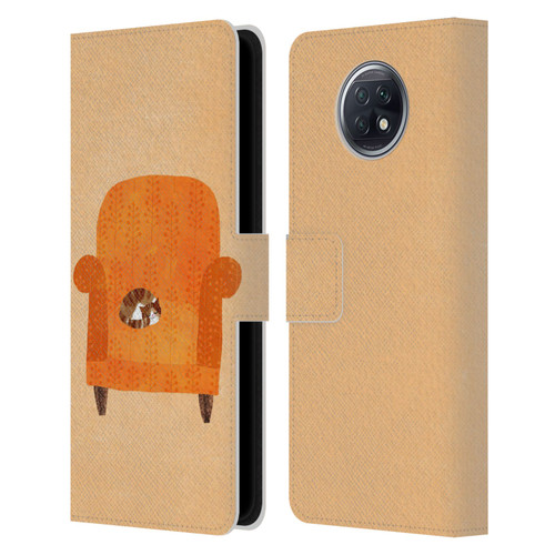 Planet Cat Arm Chair Orange Chair Cat Leather Book Wallet Case Cover For Xiaomi Redmi Note 9T 5G