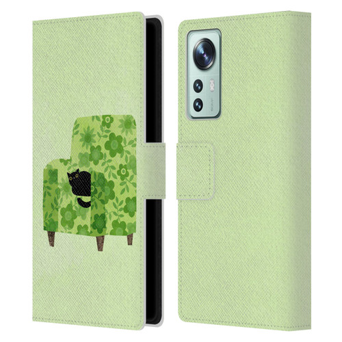 Planet Cat Arm Chair Pear Green Chair Cat Leather Book Wallet Case Cover For Xiaomi 12