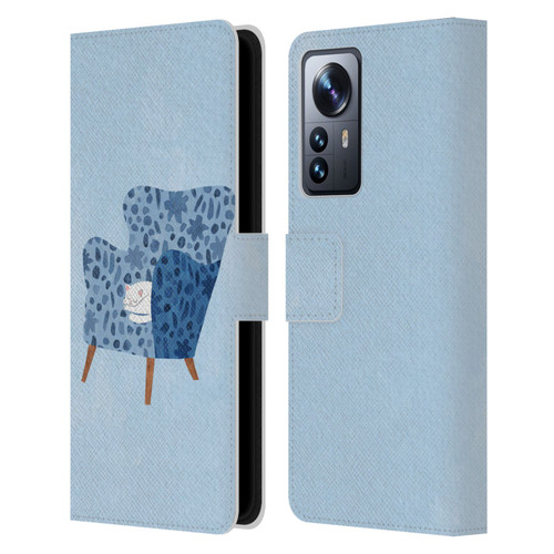 Planet Cat Arm Chair Cornflower Chair Cat Leather Book Wallet Case Cover For Xiaomi 12 Pro