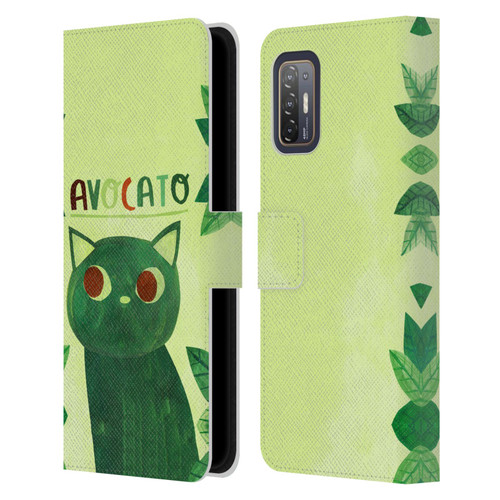 Planet Cat Puns Avocato Leather Book Wallet Case Cover For HTC Desire 21 Pro 5G