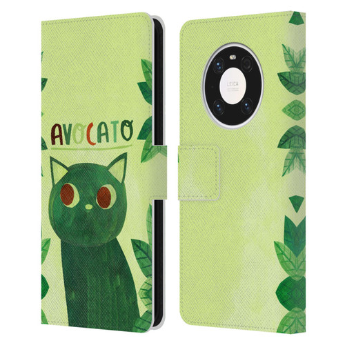 Planet Cat Puns Avocato Leather Book Wallet Case Cover For Huawei Mate 40 Pro 5G