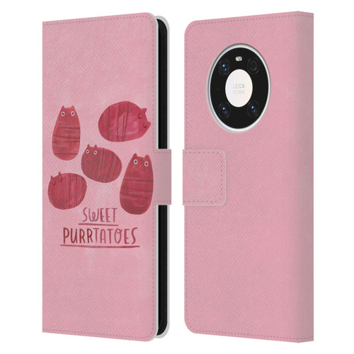 Planet Cat Puns Sweet Purrtatoes Leather Book Wallet Case Cover For Huawei Mate 40 Pro 5G