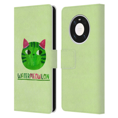 Planet Cat Puns Watermeowlon Leather Book Wallet Case Cover For Huawei Mate 40 Pro 5G