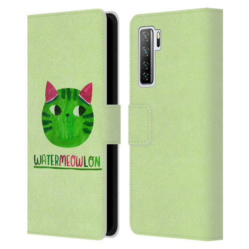 Planet Cat Puns Watermeowlon Leather Book Wallet Case Cover For Huawei Nova 7 SE/P40 Lite 5G
