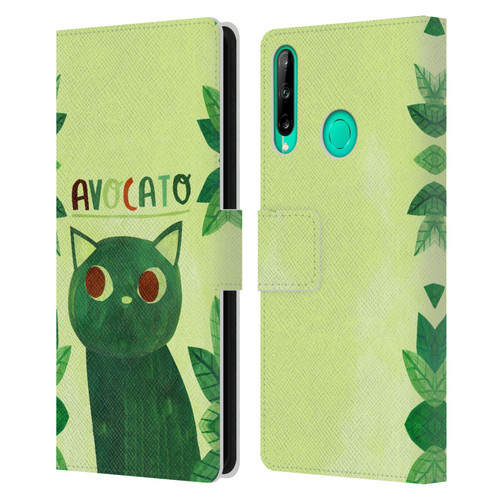 Planet Cat Puns Avocato Leather Book Wallet Case Cover For Huawei P40 lite E