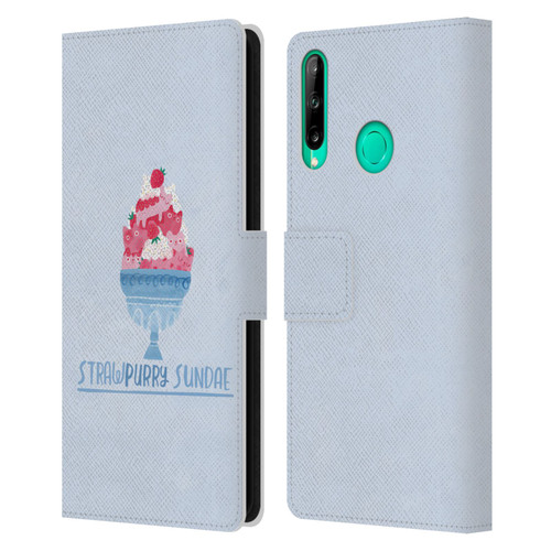 Planet Cat Puns Strawpurry Sundae Leather Book Wallet Case Cover For Huawei P40 lite E