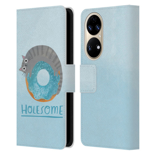 Planet Cat Puns Holesome Leather Book Wallet Case Cover For Huawei P50