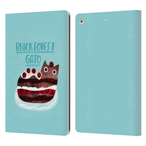 Planet Cat Puns Black Forest Gato Leather Book Wallet Case Cover For Apple iPad 10.2 2019/2020/2021