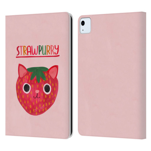 Planet Cat Puns Strawpurry Leather Book Wallet Case Cover For Apple iPad Air 11 2020/2022/2024