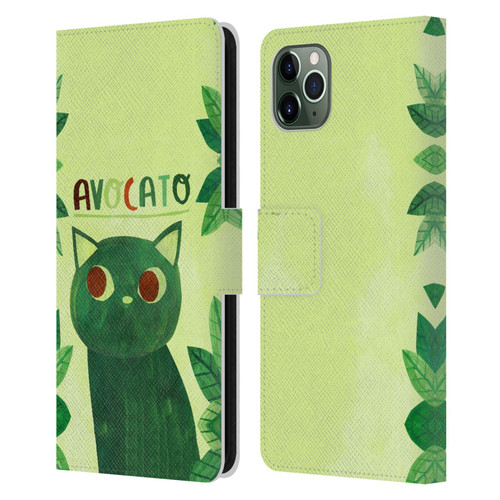 Planet Cat Puns Avocato Leather Book Wallet Case Cover For Apple iPhone 11 Pro Max