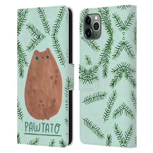 Planet Cat Puns Pawtato Leather Book Wallet Case Cover For Apple iPhone 11 Pro Max