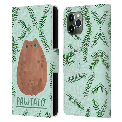 Planet Cat Puns Pawtato Leather Book Wallet Case Cover For Apple iPhone 11 Pro