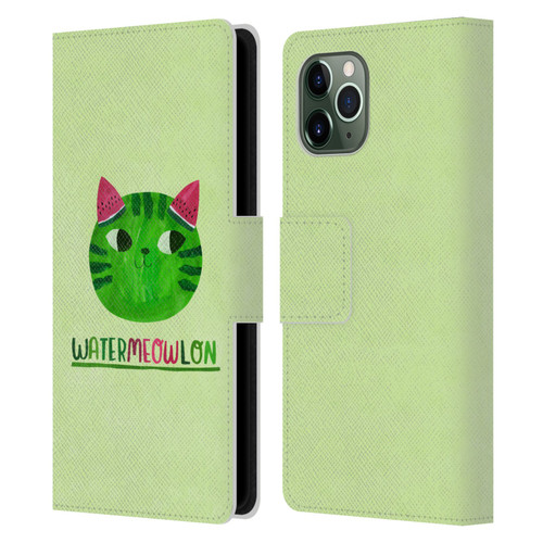 Planet Cat Puns Watermeowlon Leather Book Wallet Case Cover For Apple iPhone 11 Pro
