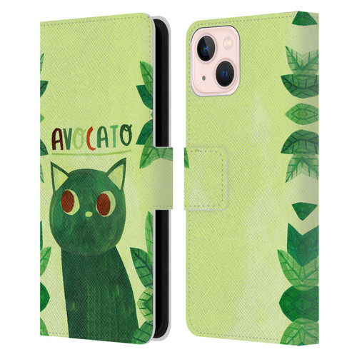 Planet Cat Puns Avocato Leather Book Wallet Case Cover For Apple iPhone 13