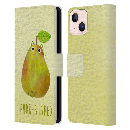 Planet Cat Puns Purr-shaped Leather Book Wallet Case Cover For Apple iPhone 13