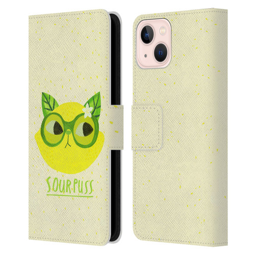 Planet Cat Puns Sour Puss Leather Book Wallet Case Cover For Apple iPhone 13
