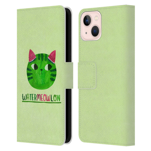 Planet Cat Puns Watermeowlon Leather Book Wallet Case Cover For Apple iPhone 13