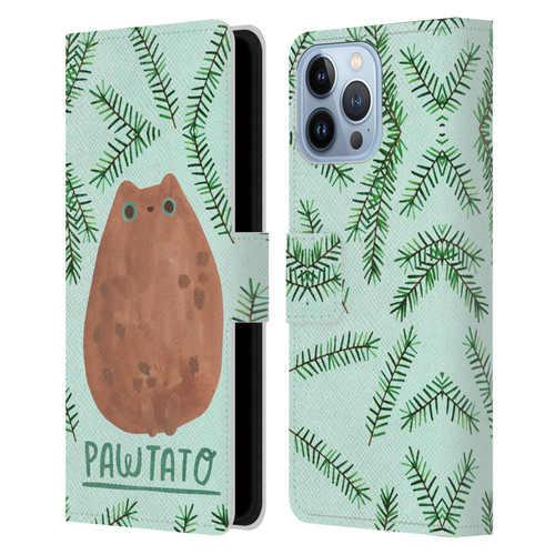 Planet Cat Puns Pawtato Leather Book Wallet Case Cover For Apple iPhone 13 Pro Max