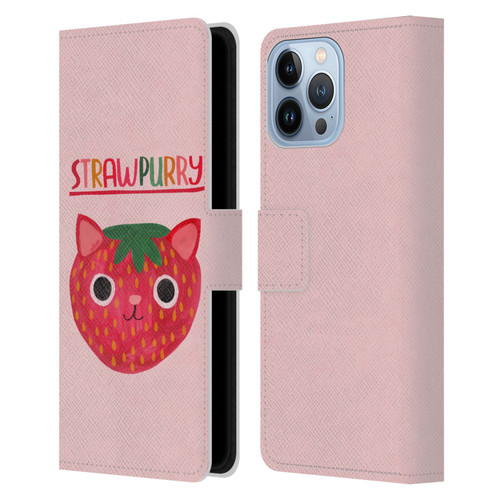 Planet Cat Puns Strawpurry Leather Book Wallet Case Cover For Apple iPhone 13 Pro Max