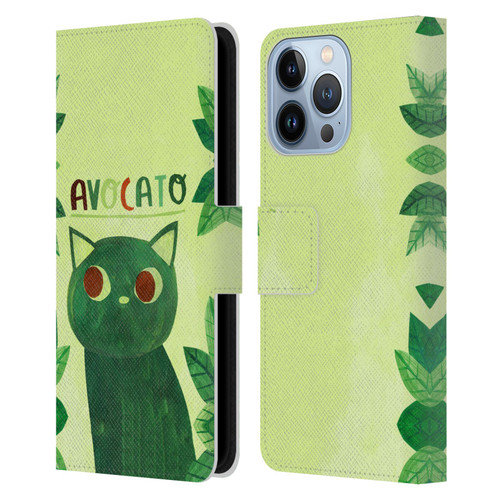 Planet Cat Puns Avocato Leather Book Wallet Case Cover For Apple iPhone 13 Pro