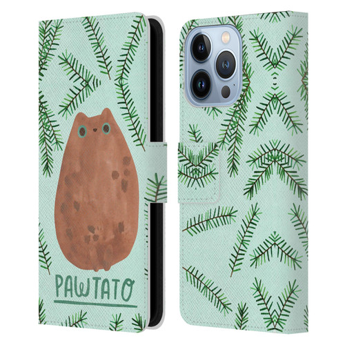 Planet Cat Puns Pawtato Leather Book Wallet Case Cover For Apple iPhone 13 Pro