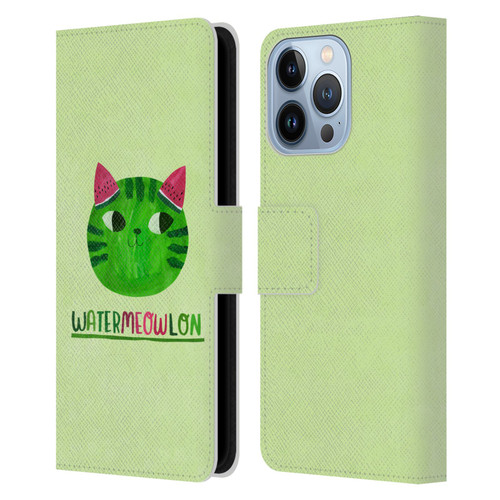 Planet Cat Puns Watermeowlon Leather Book Wallet Case Cover For Apple iPhone 13 Pro
