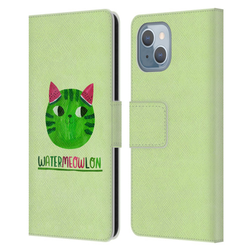 Planet Cat Puns Watermeowlon Leather Book Wallet Case Cover For Apple iPhone 14