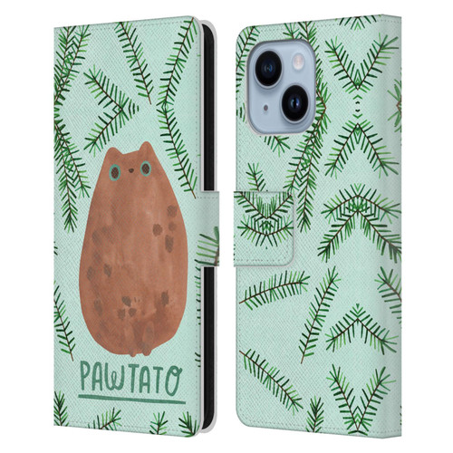 Planet Cat Puns Pawtato Leather Book Wallet Case Cover For Apple iPhone 14 Plus