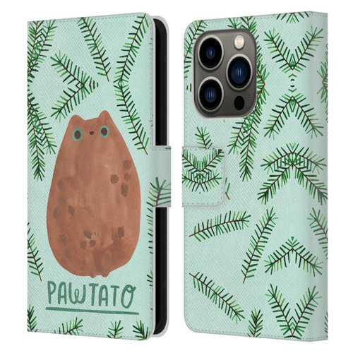 Planet Cat Puns Pawtato Leather Book Wallet Case Cover For Apple iPhone 14 Pro