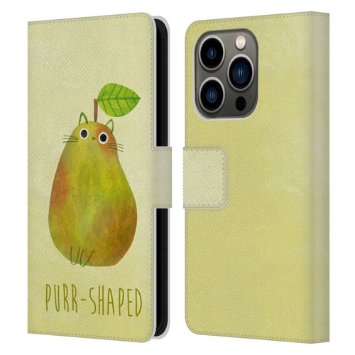 Planet Cat Puns Purr-shaped Leather Book Wallet Case Cover For Apple iPhone 14 Pro