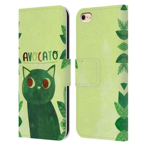 Planet Cat Puns Avocato Leather Book Wallet Case Cover For Apple iPhone 6 / iPhone 6s