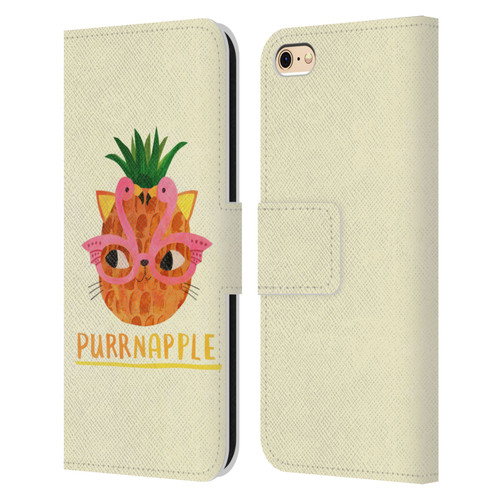 Planet Cat Puns Purrnapple Leather Book Wallet Case Cover For Apple iPhone 6 / iPhone 6s