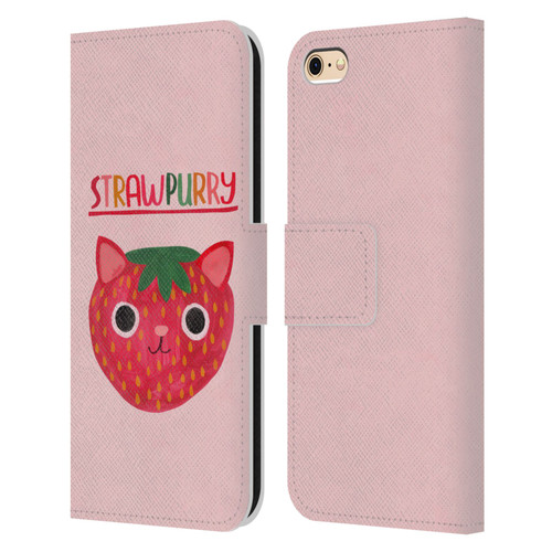 Planet Cat Puns Strawpurry Leather Book Wallet Case Cover For Apple iPhone 6 / iPhone 6s