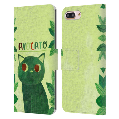 Planet Cat Puns Avocato Leather Book Wallet Case Cover For Apple iPhone 7 Plus / iPhone 8 Plus