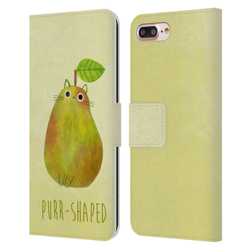 Planet Cat Puns Purr-shaped Leather Book Wallet Case Cover For Apple iPhone 7 Plus / iPhone 8 Plus