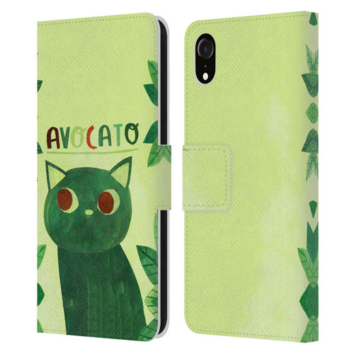 Planet Cat Puns Avocato Leather Book Wallet Case Cover For Apple iPhone XR