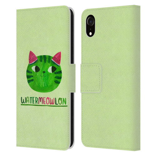 Planet Cat Puns Watermeowlon Leather Book Wallet Case Cover For Apple iPhone XR