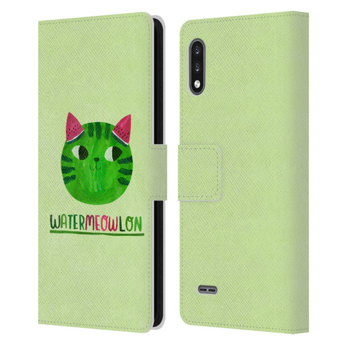 Planet Cat Puns Watermeowlon Leather Book Wallet Case Cover For LG K22