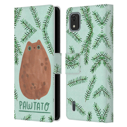 Planet Cat Puns Pawtato Leather Book Wallet Case Cover For Nokia C2 2nd Edition