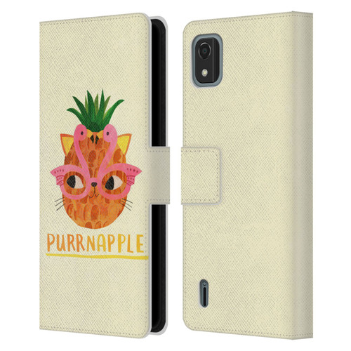Planet Cat Puns Purrnapple Leather Book Wallet Case Cover For Nokia C2 2nd Edition