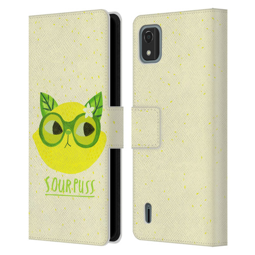 Planet Cat Puns Sour Puss Leather Book Wallet Case Cover For Nokia C2 2nd Edition