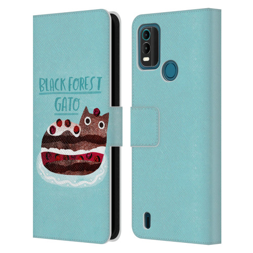 Planet Cat Puns Black Forest Gato Leather Book Wallet Case Cover For Nokia G11 Plus