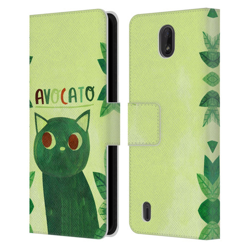 Planet Cat Puns Avocato Leather Book Wallet Case Cover For Nokia C01 Plus/C1 2nd Edition