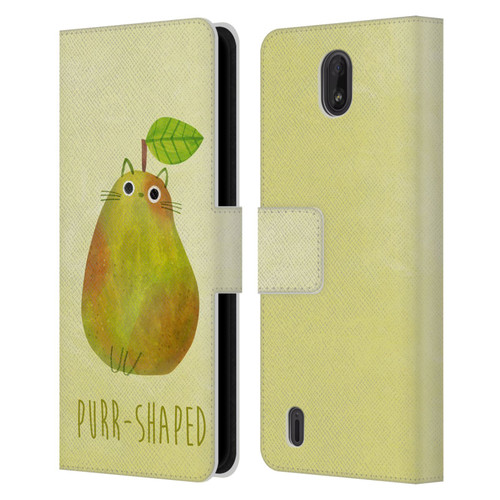 Planet Cat Puns Purr-shaped Leather Book Wallet Case Cover For Nokia C01 Plus/C1 2nd Edition