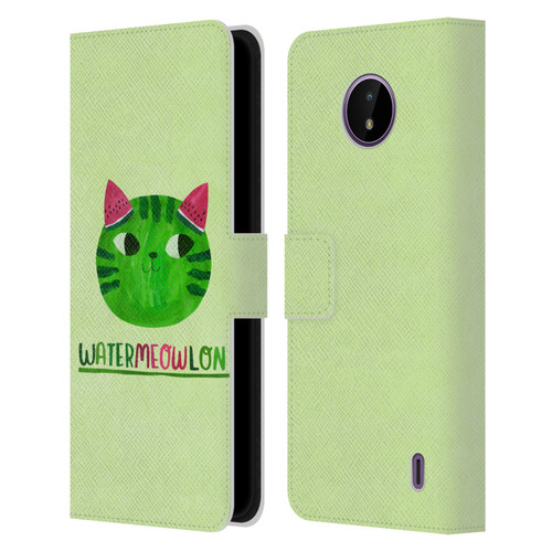 Planet Cat Puns Watermeowlon Leather Book Wallet Case Cover For Nokia C10 / C20