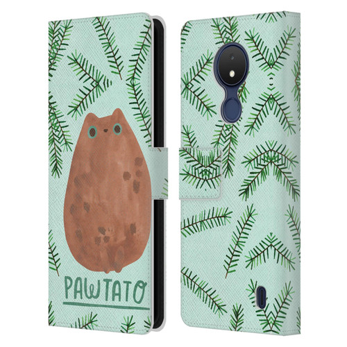 Planet Cat Puns Pawtato Leather Book Wallet Case Cover For Nokia C21