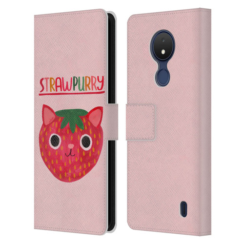 Planet Cat Puns Strawpurry Leather Book Wallet Case Cover For Nokia C21